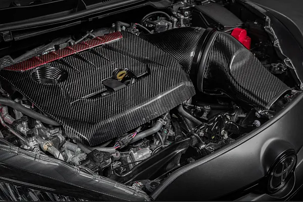 Eventuri oglekļa šķiedras / sarkana Kevlar dzinēja dekoratīvais vāks Toyota Yaris GR