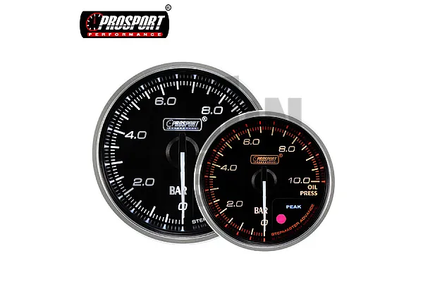 52mm Sarkanā / Baltā Eļļas Spiediena Mērītājs Prosport Supreme