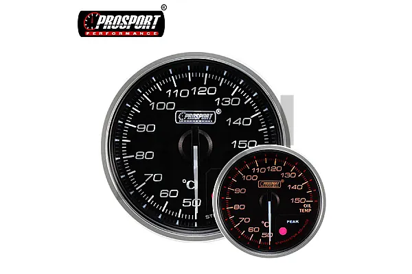 60mm Sarkanā / Baltā Eļļas Temperatūras Mērītājs Prosport Supreme